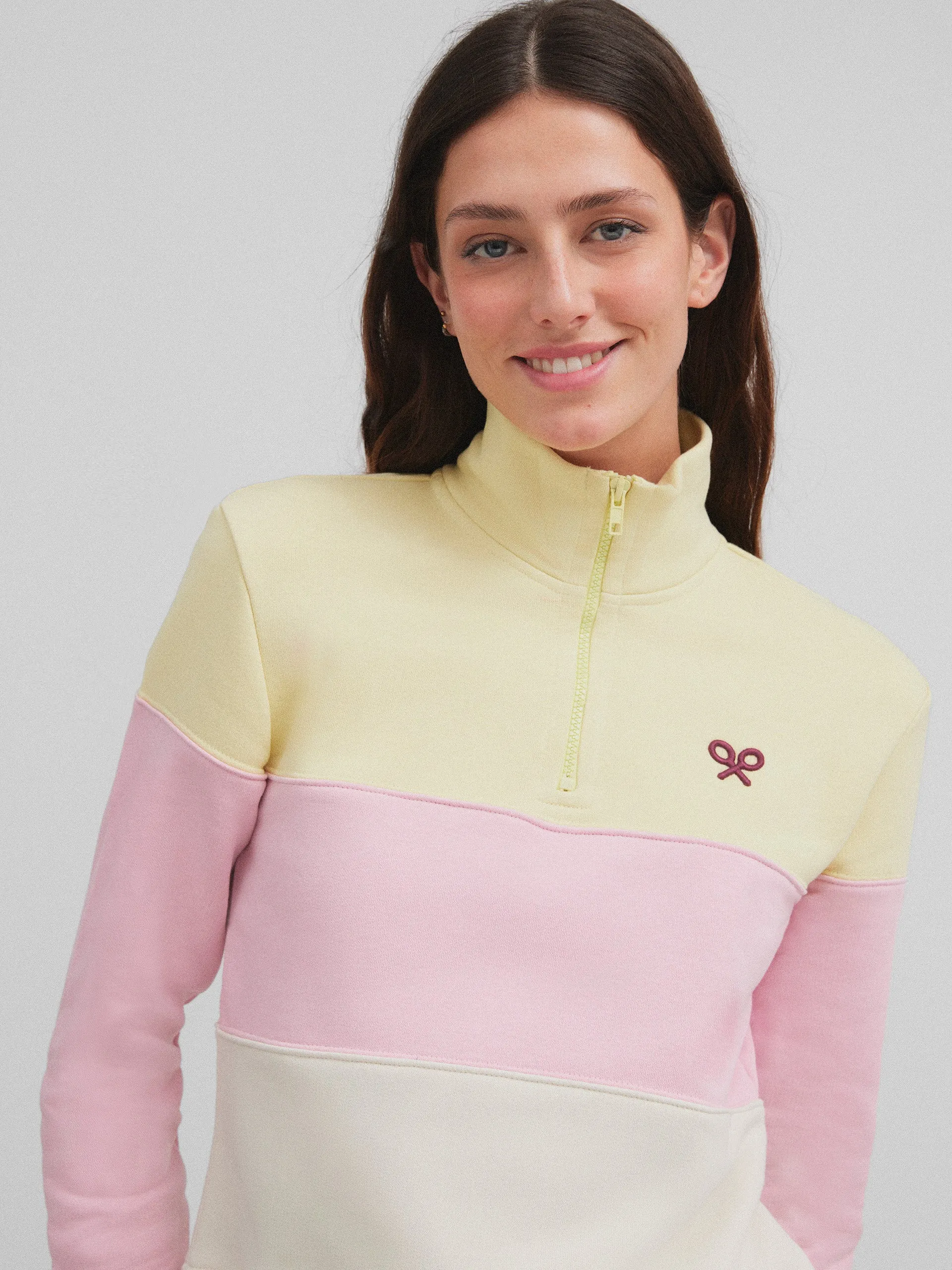 Sudadera woman tricolor amarillo y rosa
