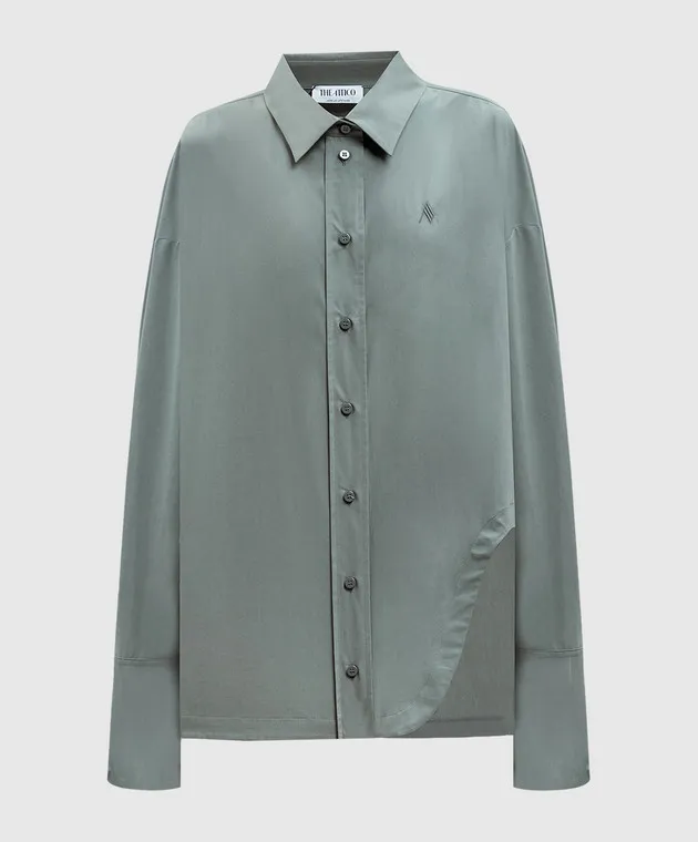 The Attico Gray Diana shirt with a figured neckline