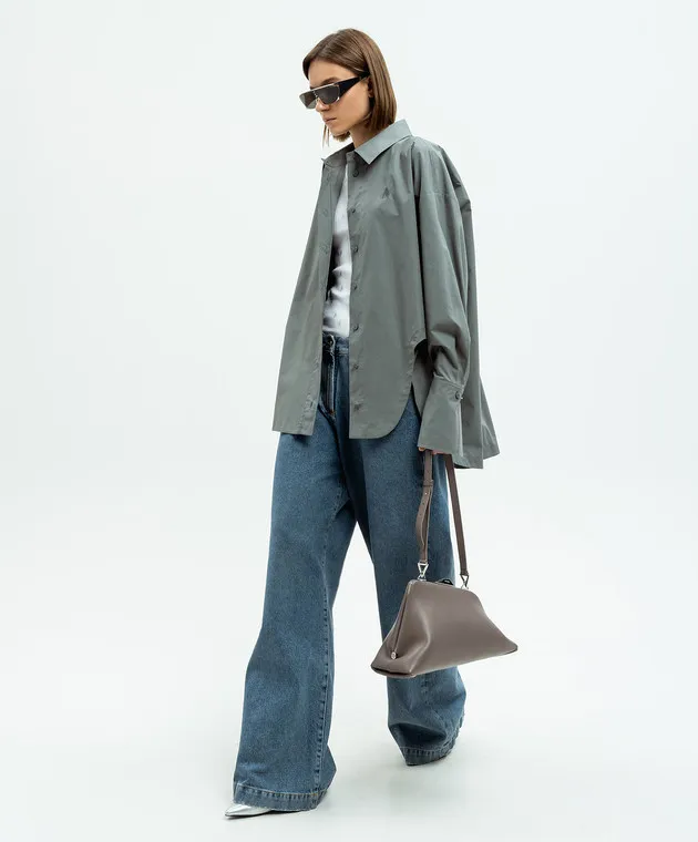 The Attico Gray Diana shirt with a figured neckline