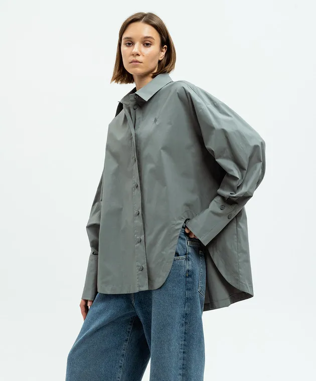 The Attico Gray Diana shirt with a figured neckline