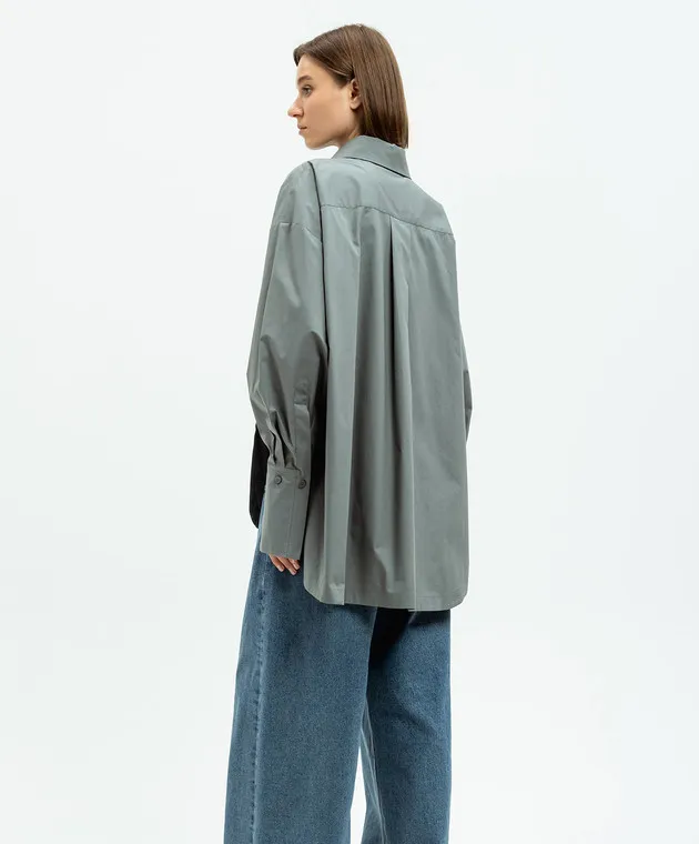 The Attico Gray Diana shirt with a figured neckline