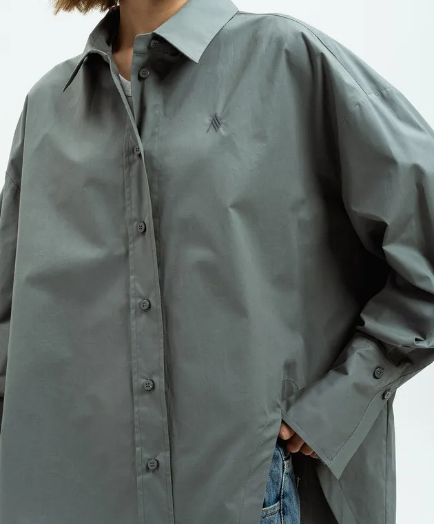The Attico Gray Diana shirt with a figured neckline
