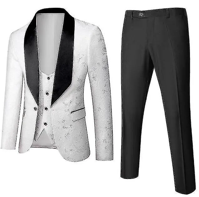 Traje de hombre Business Casual 3 piezas Traje Blazer Pantalones Chaleco Fiesta de bodas Ropa festiva
