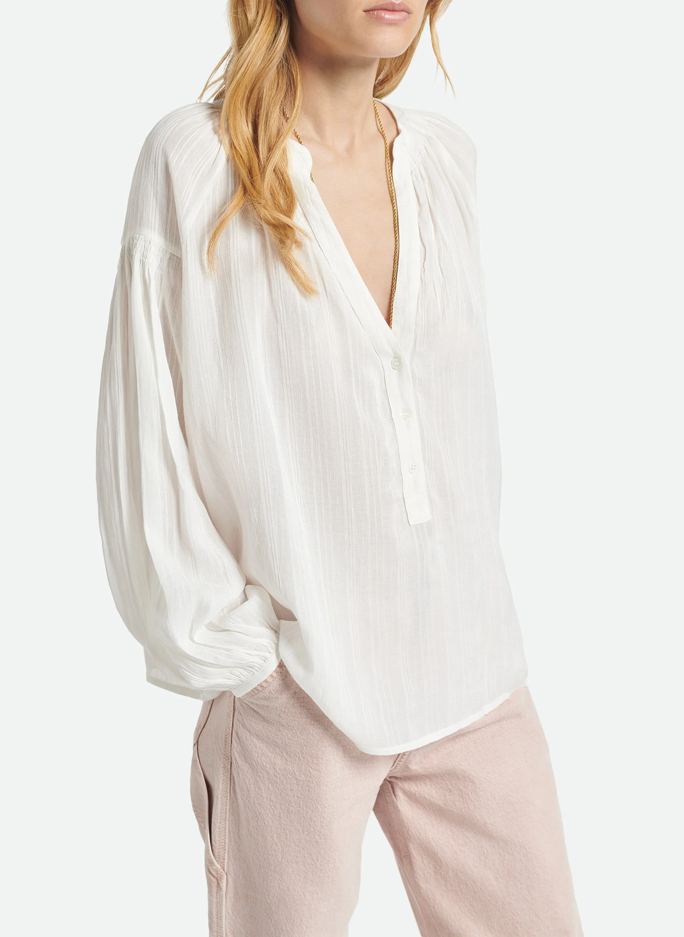 VANESSA BRUNO NIPOA  CAMISA HOLGADA DE VISCOSA Y ALGODóN EN BLANCO