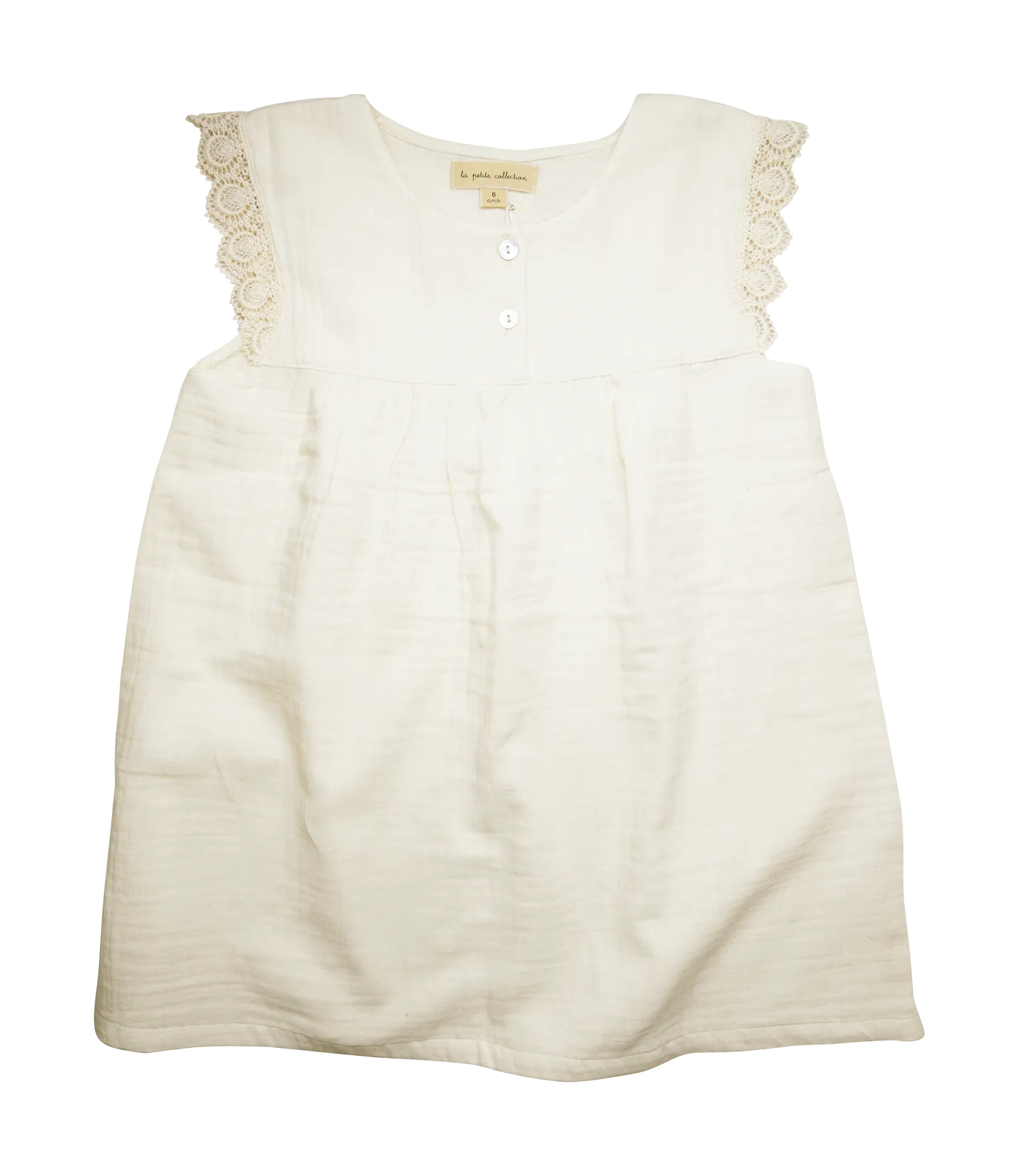 Vestido corto de algodón orgánico en beige