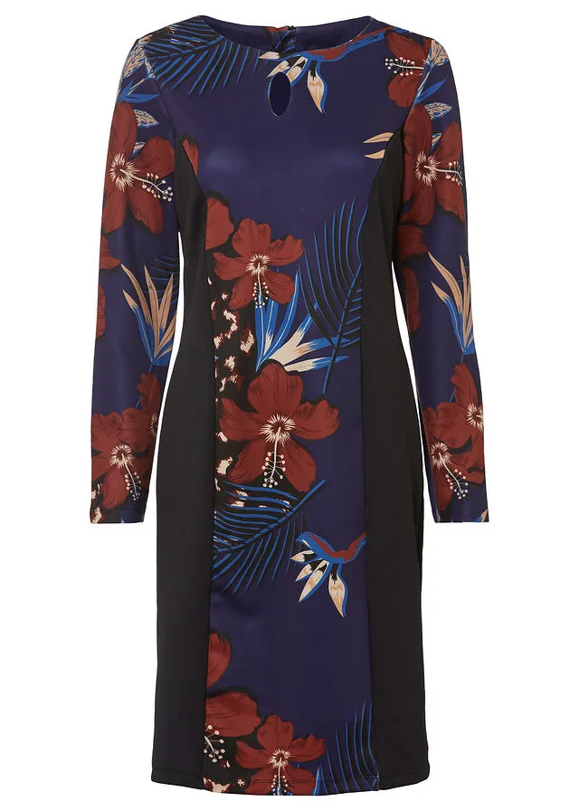 VESTIDO DE PUNTO AZUL MARINONEGROMARRóN CAOBA ESTAMPADO