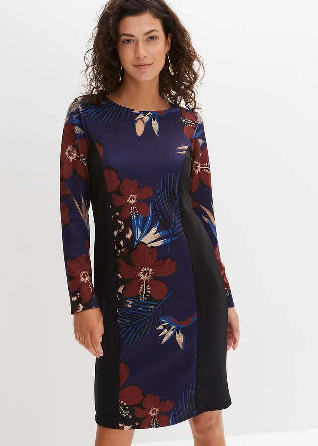 VESTIDO DE PUNTO AZUL MARINONEGROMARRóN CAOBA ESTAMPADO