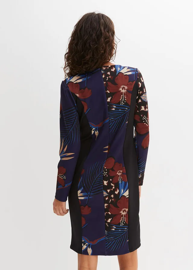 VESTIDO DE PUNTO AZUL MARINONEGROMARRóN CAOBA ESTAMPADO