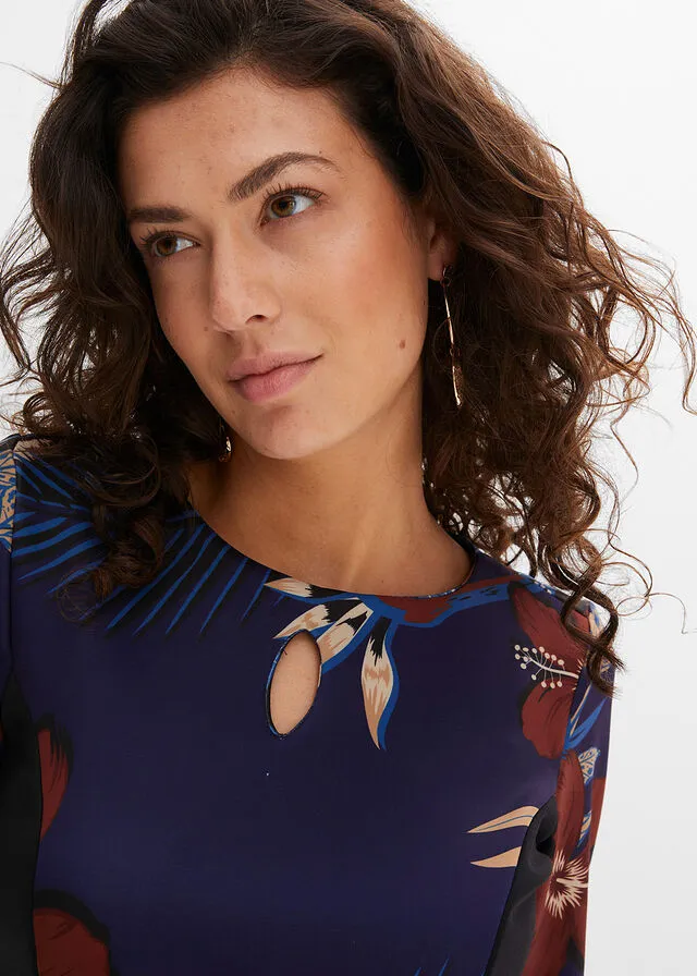 VESTIDO DE PUNTO AZUL MARINONEGROMARRóN CAOBA ESTAMPADO