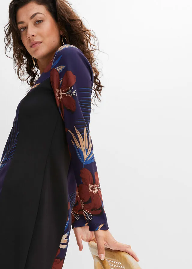 VESTIDO DE PUNTO AZUL MARINONEGROMARRóN CAOBA ESTAMPADO