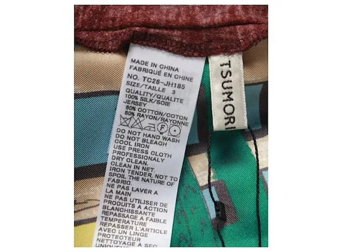 VESTIDO DE SEDA CON ESTAMPADO COLORIDO TSUMORI CHISATO  TIRANTES DE COCODRILO MULTICOLOR 