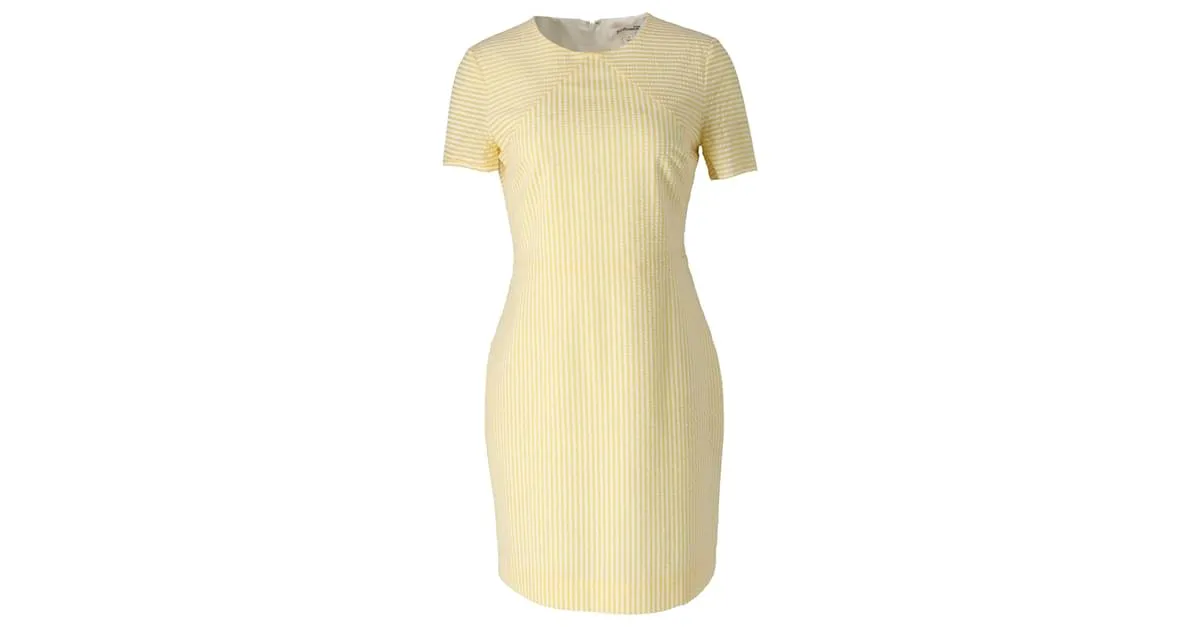 Vestido tubo de seersucker a rayas en poliamida amarilla y blanca de Diane Von Furstenberg Amarillo 
