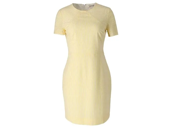 Vestido tubo de seersucker a rayas en poliamida amarilla y blanca de Diane Von Furstenberg Amarillo 