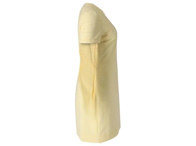 Vestido tubo de seersucker a rayas en poliamida amarilla y blanca de Diane Von Furstenberg Amarillo 