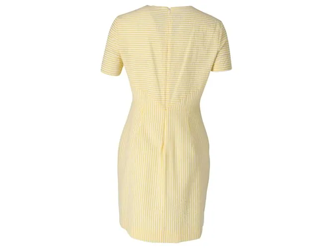 Vestido tubo de seersucker a rayas en poliamida amarilla y blanca de Diane Von Furstenberg Amarillo 