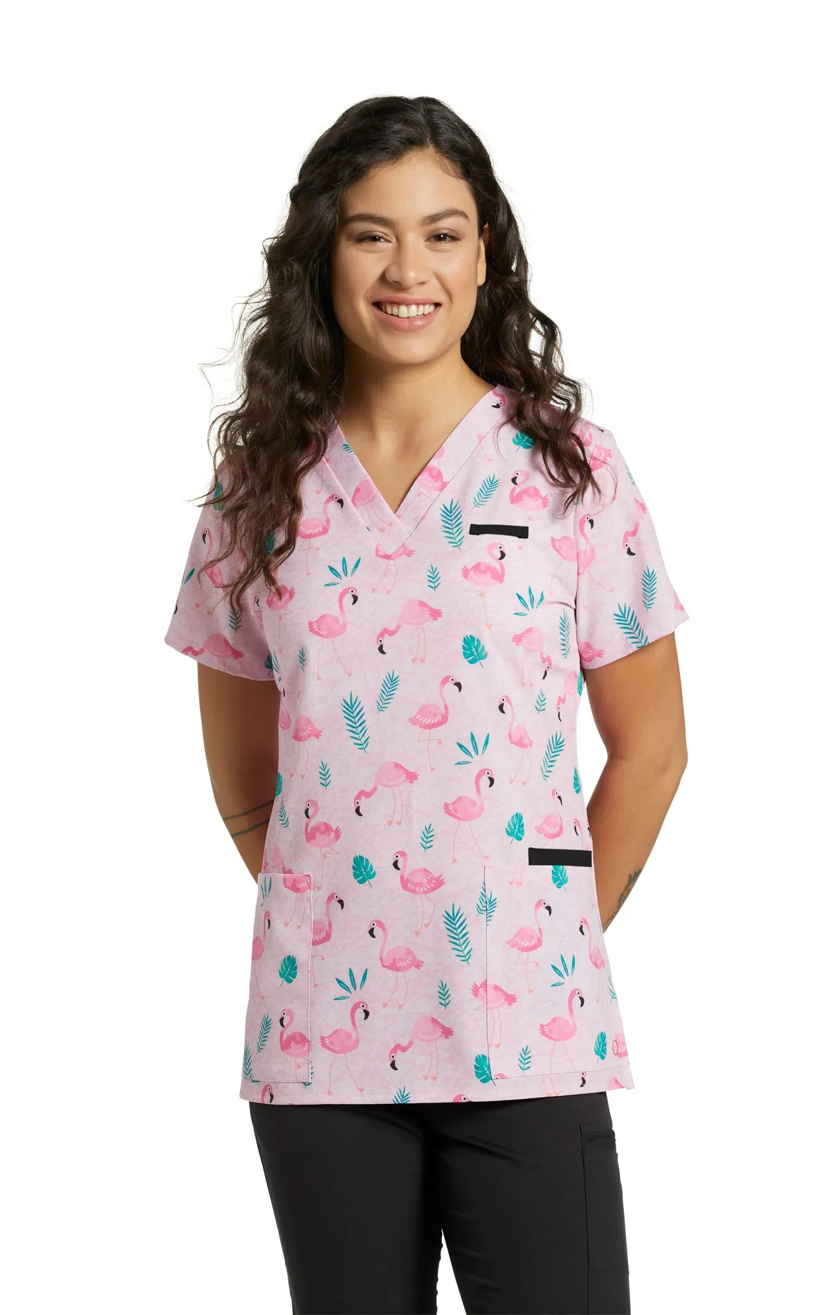 White Cross Flamingo Frenzy Print Top