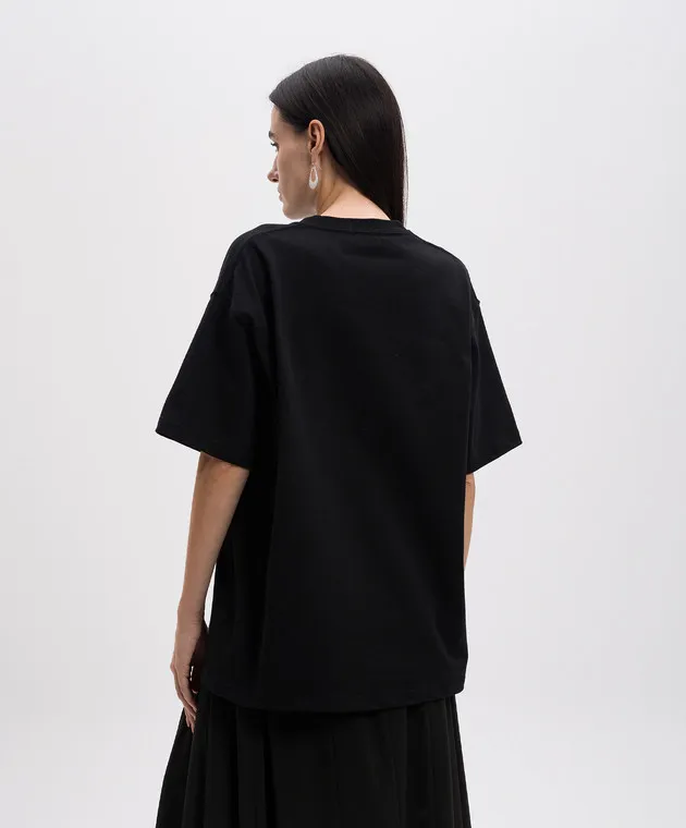 Y`S YAMAMOTO BLACK TSHIRT WITH A PRINT WITH A CRACKLE EFFECT