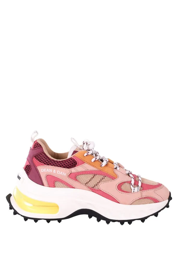Zapatillas multicolor rosa con camara de aire amarilla