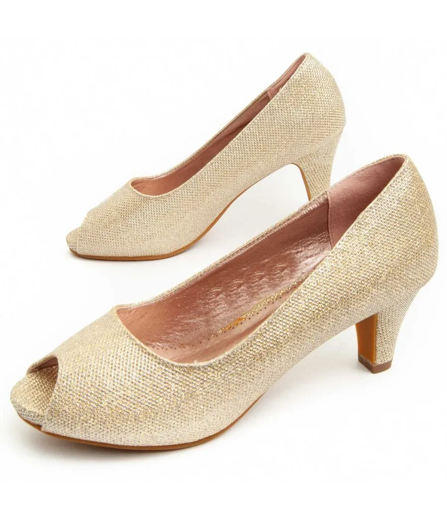Zapato De Tacón Para Mujer.  Montevita  Unne72  92384 Dorado