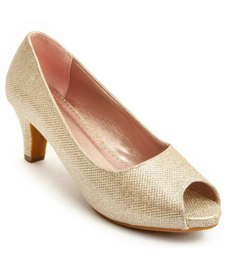 Zapato De Tacón Para Mujer.  Montevita  Unne72  92384 Dorado