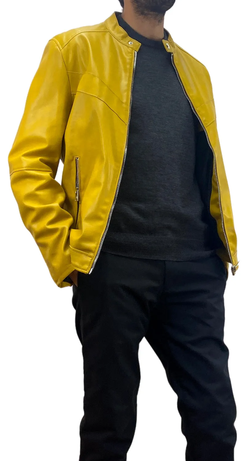 ZARA Chaqueta Amarilla Ecocuero