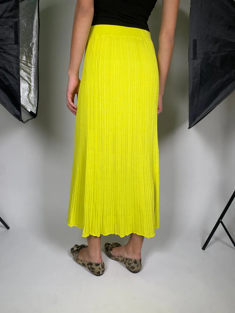 ZARA Falda Maxi Rib Amarilla